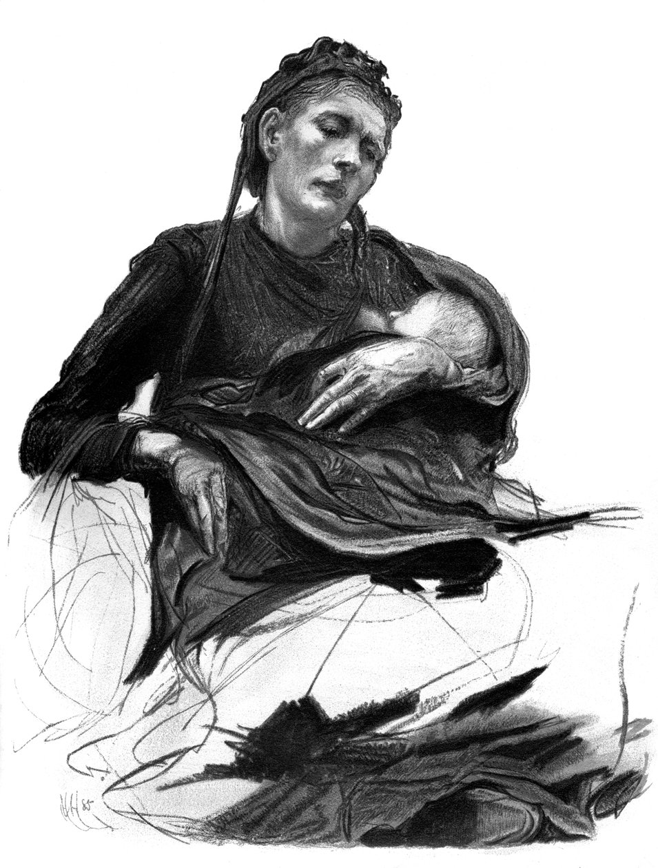Bebek tutan bir kadının incelenmesi, 1895 by Unbekannt