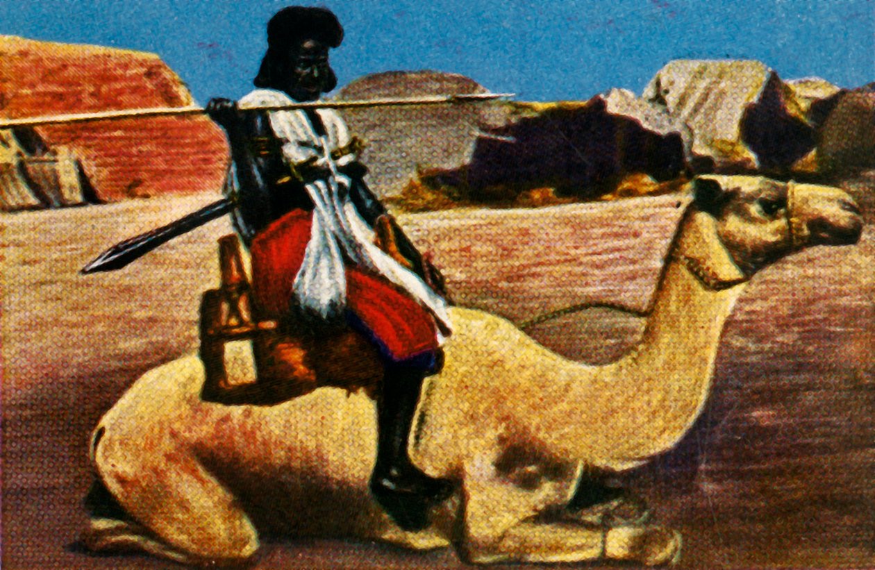 Deveye binen Sudanlı savaşçı, c1928. by Unbekannt