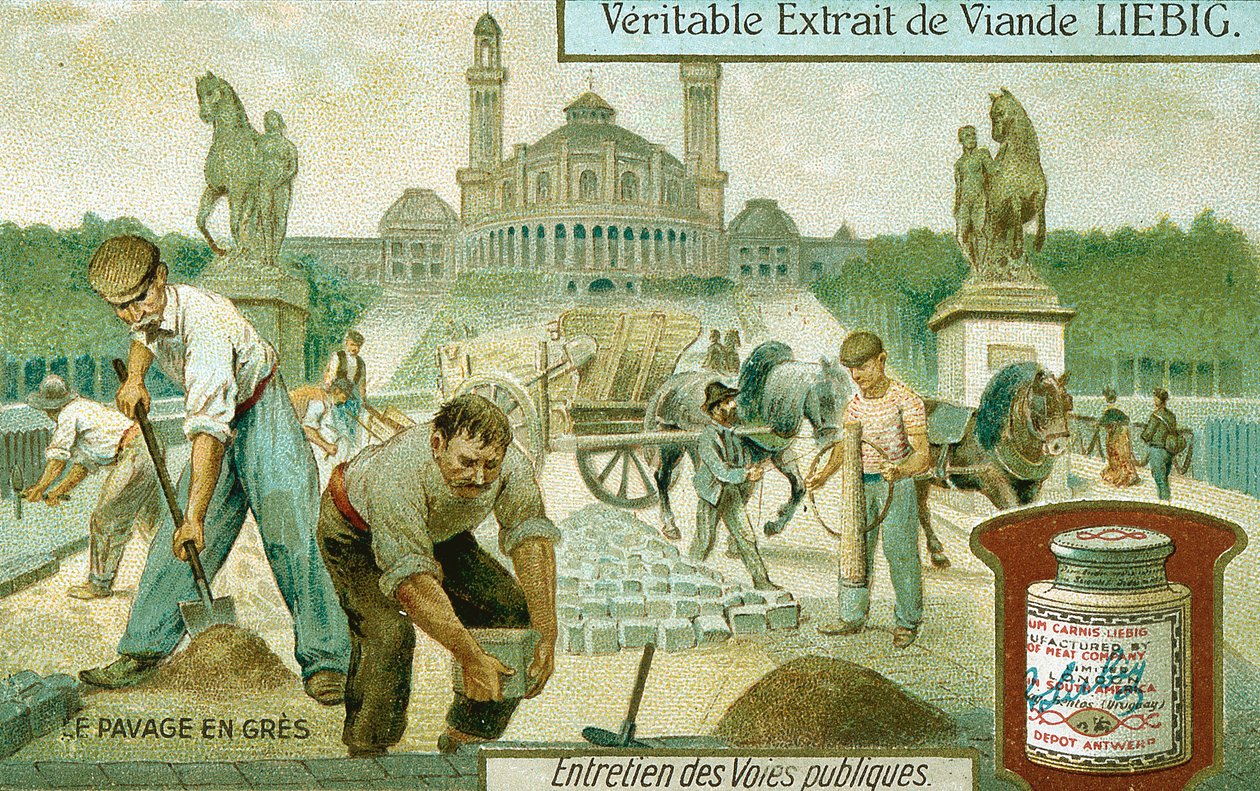 Granit setlerle bir yol kaplaması, Paris, c1900 by Unbekannt