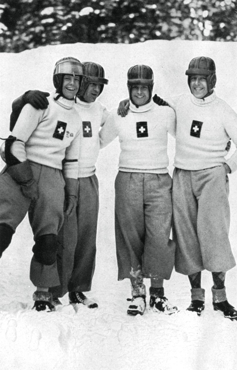 İsviçreli dört kişilik yarış kızağı takımı, Kış Olimpiyat Oyunları, Garmisch-Partenkirchen, Almanya, 1936 by Unbekannt