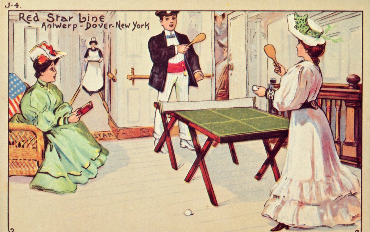 Red Star Line yolcu gemisinde masa tenisi, 1907. by Unbekannt