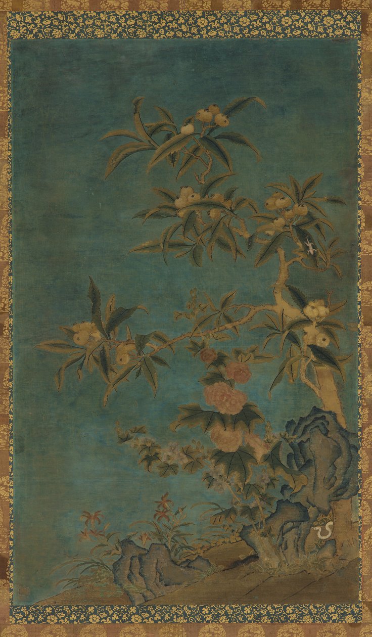 Goblen: meyve ağaçları ve gülhatmileri, Ming hanedanı, 1368-1644. by Unbekannt