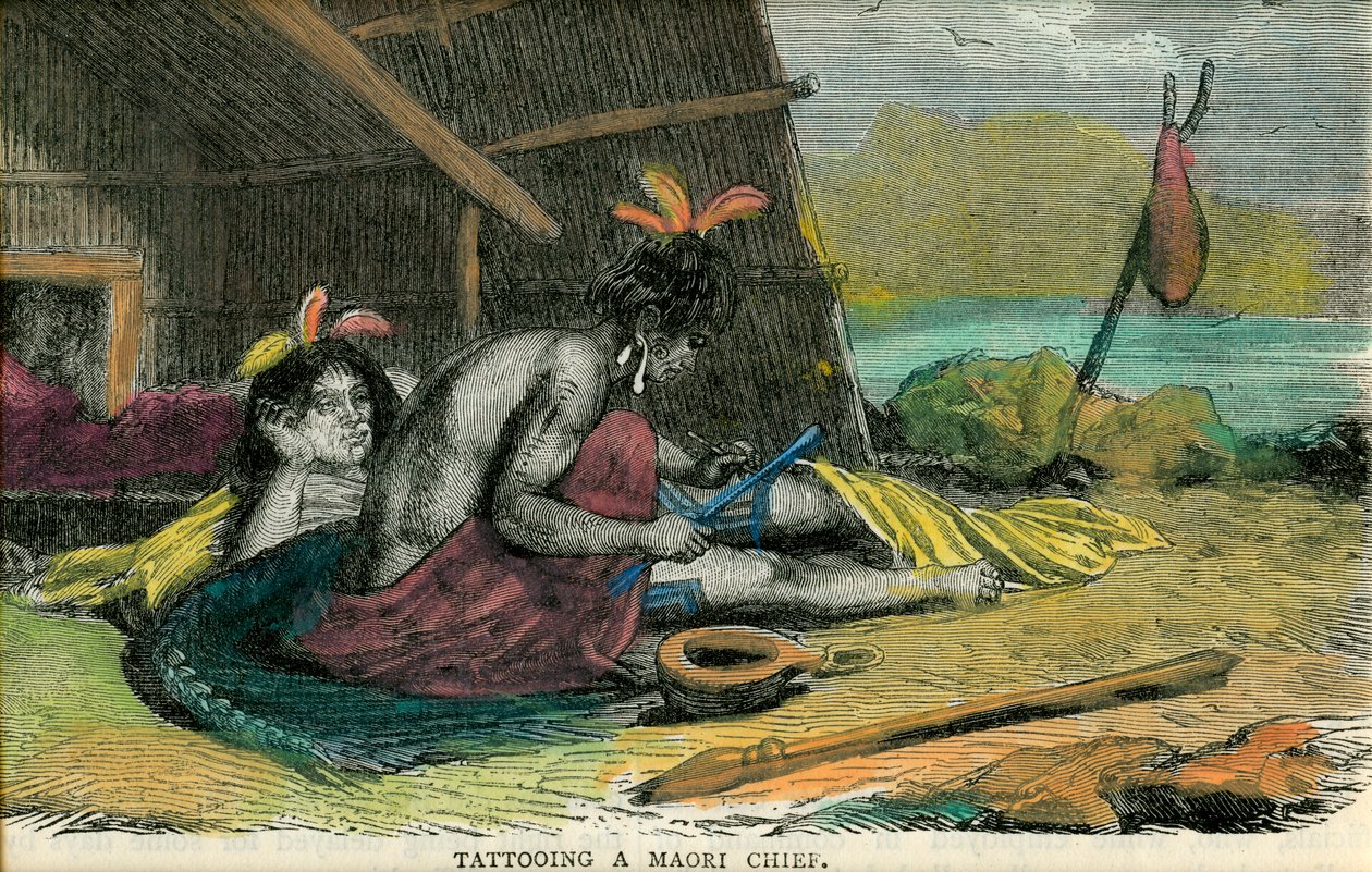 19. yüzyılın sonlarında bir Maori şefinin dövmesi by Unbekannt