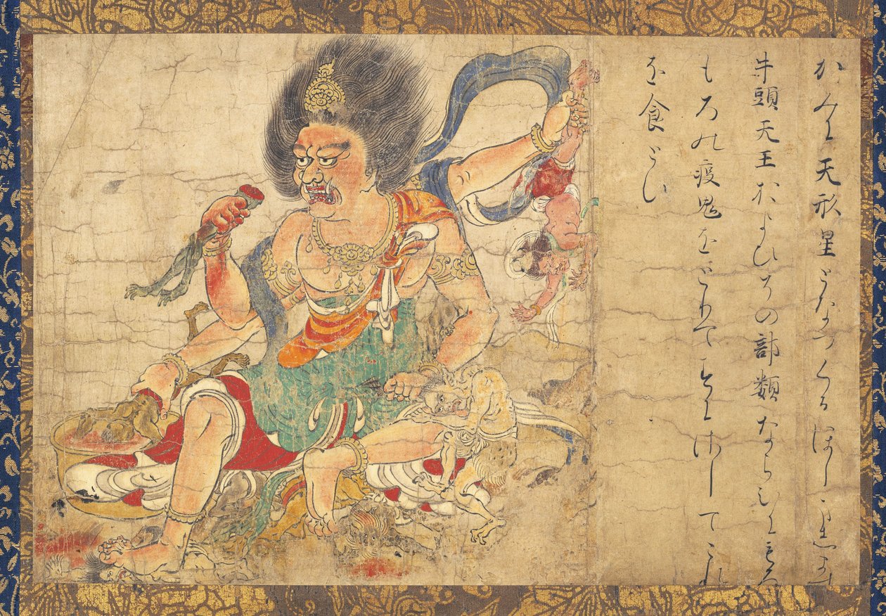 Tenkeisei, Cennetsel Cezanın Tanrısı Beş asılı parşömen setinin bir parçası Kötülüğün Yok Edilmesi, 12. yüzyıl by Unbekannt