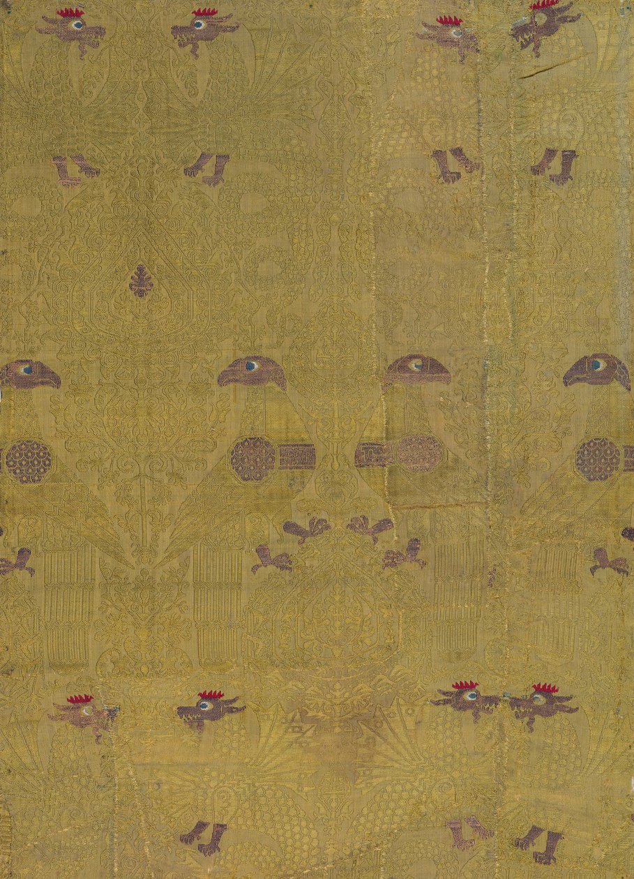 Tekstil, Kuşlar, Ejderha ve Palmet Motifleri, İtalyanca, 13-14. yüzyıl. by Unbekannt