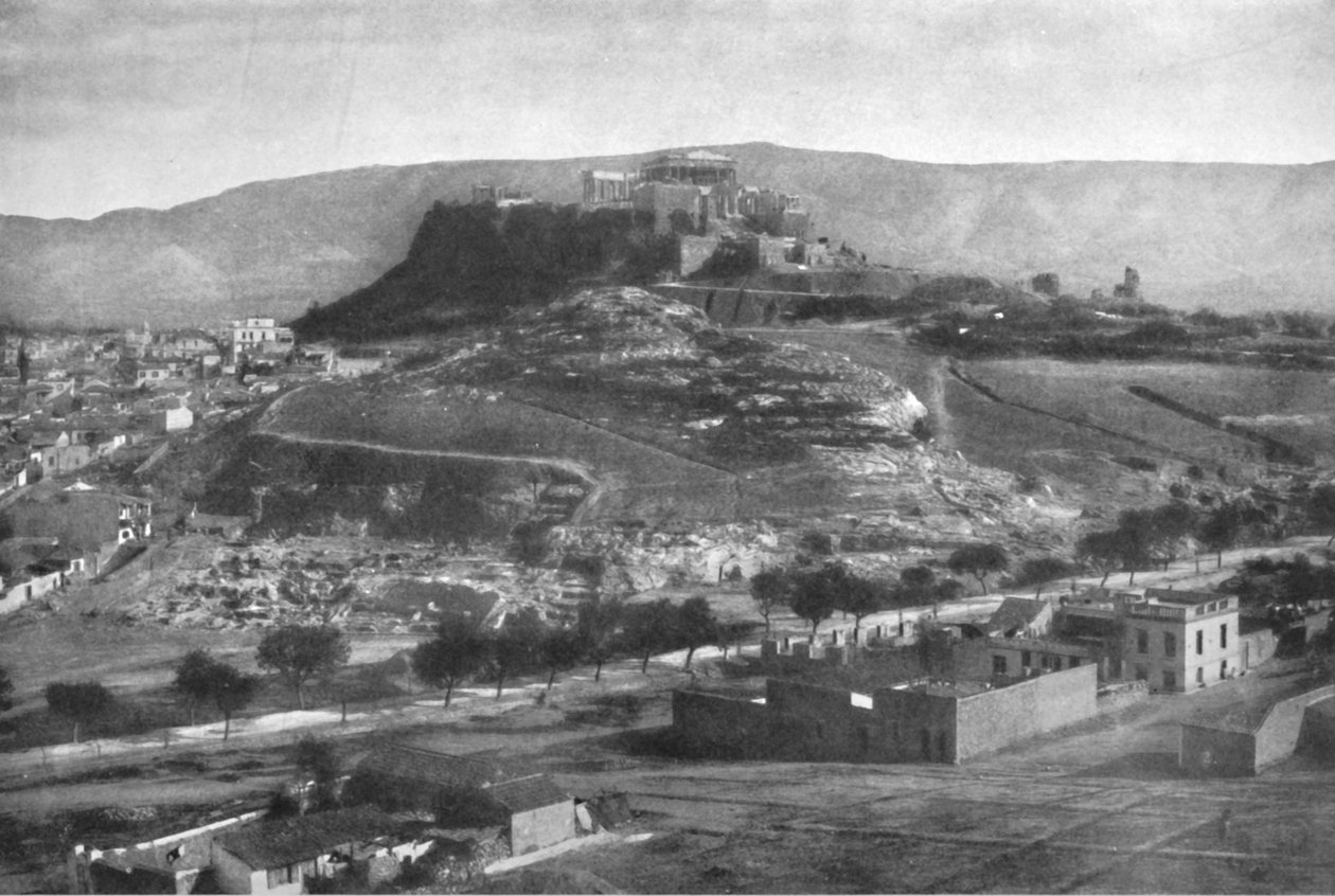 Batıdan Aeropagus ve Hymettus Dağı Manzaralı Akropolis, 1913 by Unbekannt