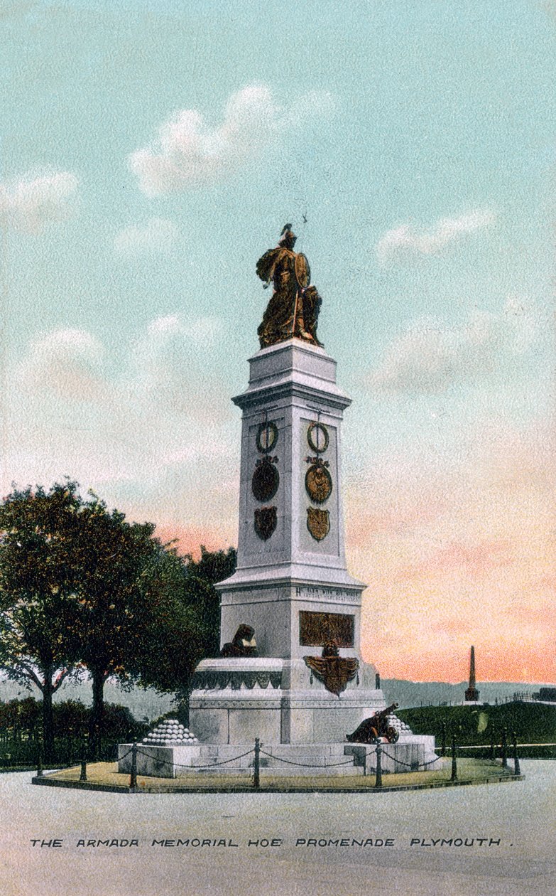 Armada Anıtı, Hoe Promenade, Plymouth, Devon, 20. yüzyılın başlarında by Unbekannt