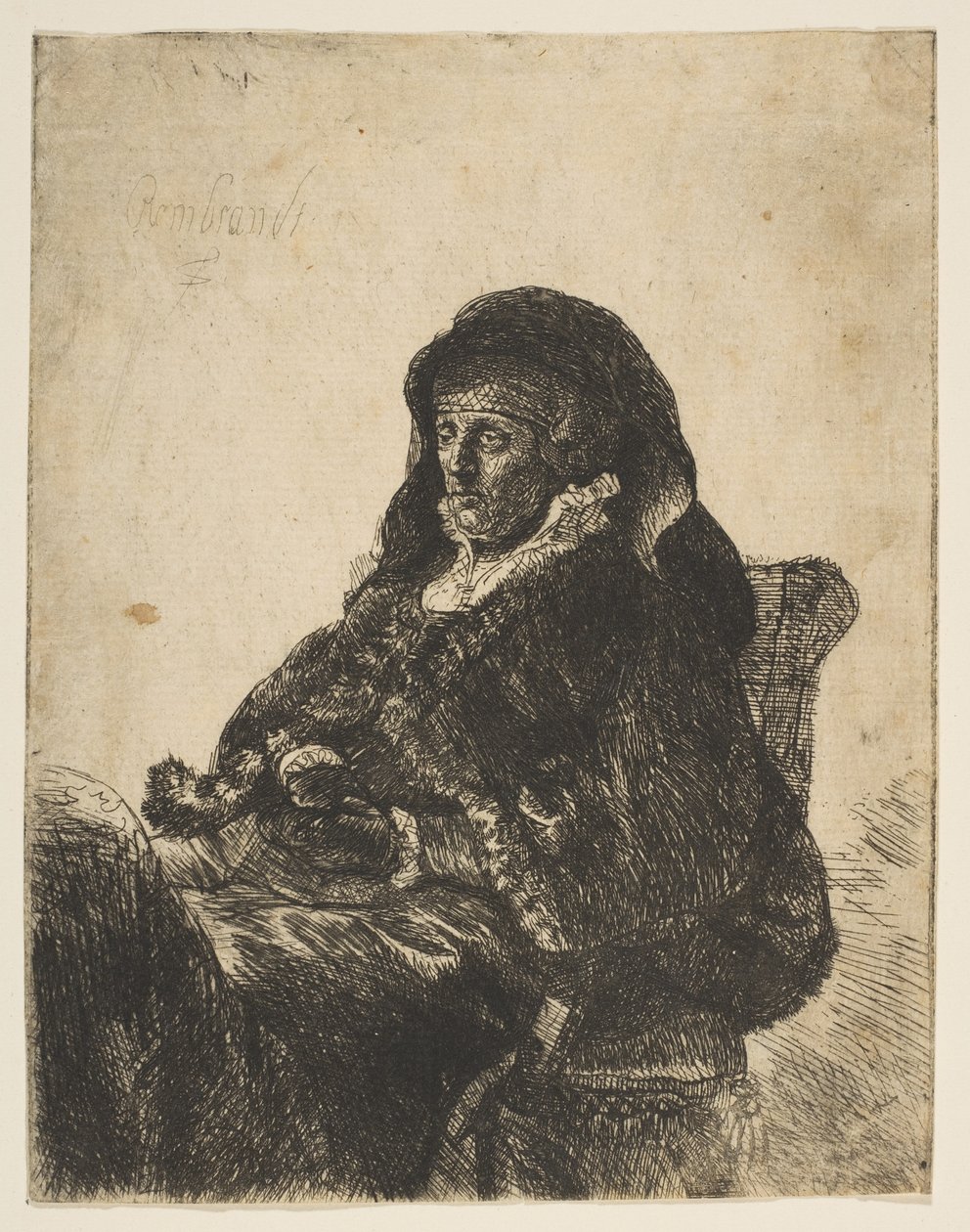 Sanatçının Annesi Bir Masada Oturmuş, Sola Bakıyor: Üç Çeyrek Boy, 1631
