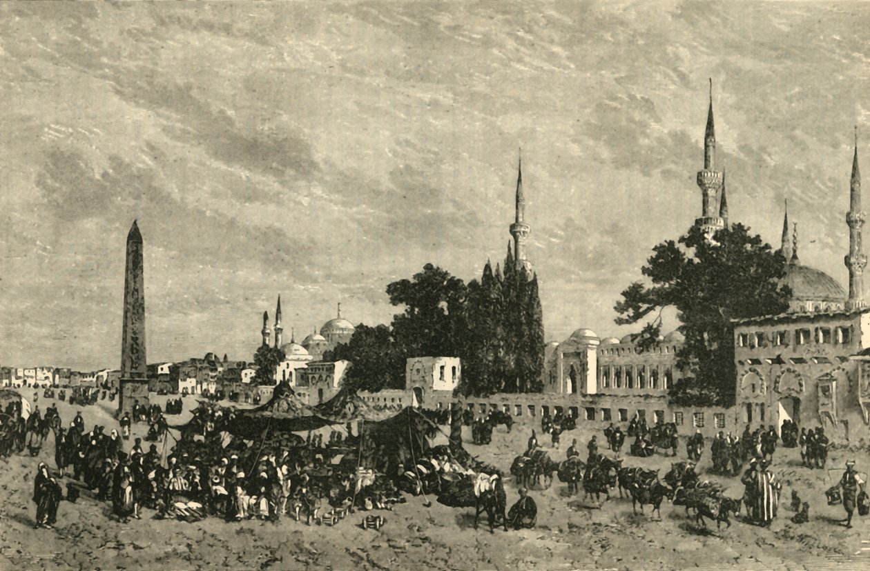 At-Meidan - Antik Hipodrom - Theodosius Sütunu ile, Konstantinopolis, 1890. by Unbekannt