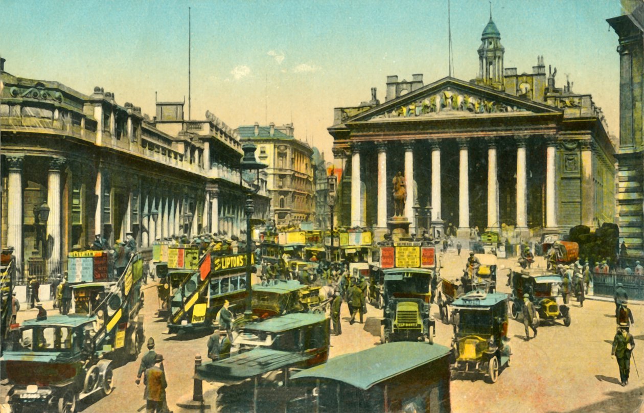 İngiltere Bankası ve Kraliyet Borsası, Londra, c1910. by Unbekannt