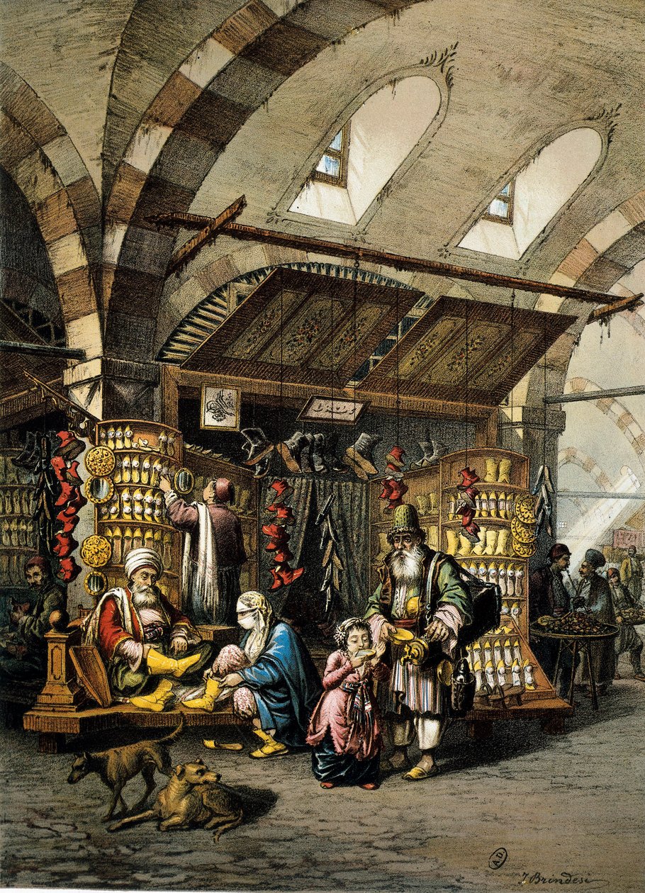 Konstantinopolis Çarşısı (çarşı), renkli litografi by Unbekannt