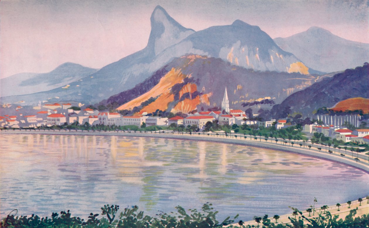 Corcovado Dağı tarafından gözden kaçan Rios Körfezi tarafı Caddesi'nin Botafogo kısmı, 1914 by Unbekannt