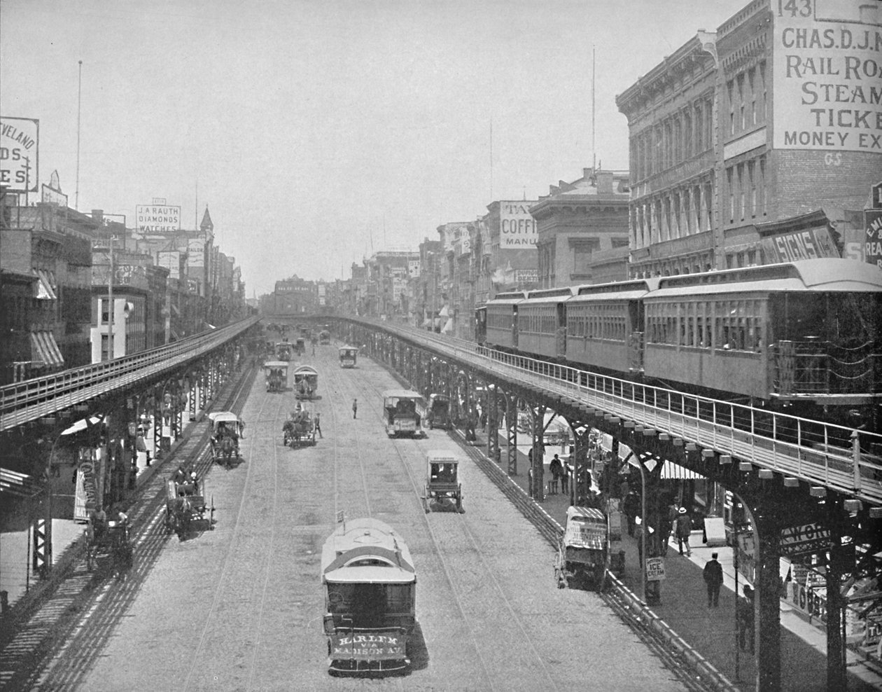 Bowery, kuzeye bakıyor, New York, c1897. by Unbekannt