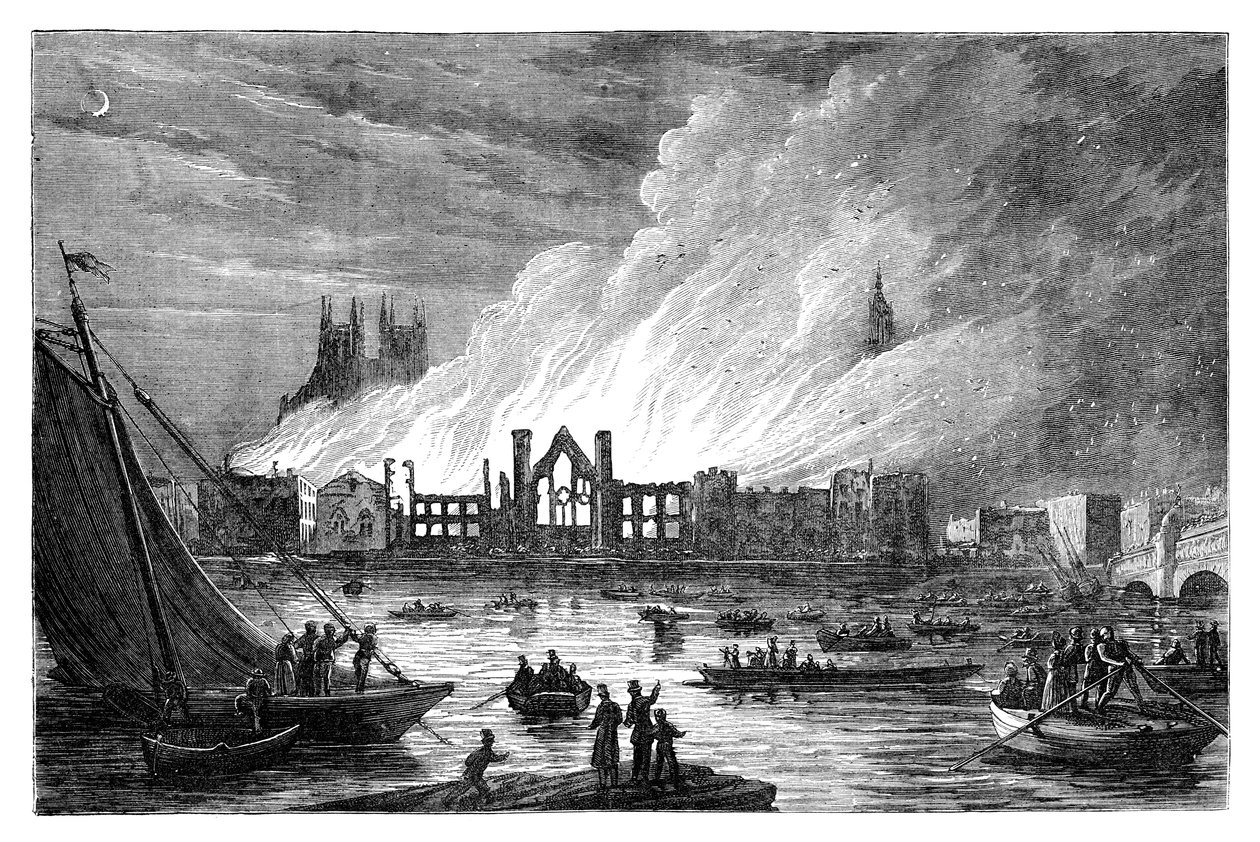 Parlamento Binalarının Yakılması, Londra, 1834 c1895 by Unbekannt