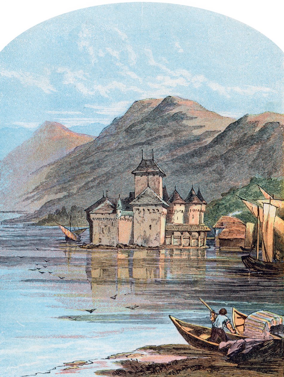 Chillon Kalesi, Cenevre Gölü, İsviçre, 1864 by Unbekannt