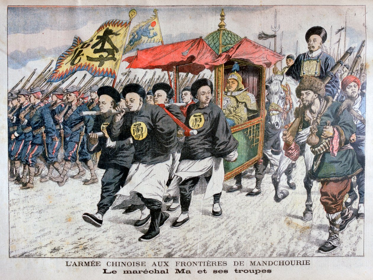 Mançurya sınırında Mareşal Ma liderliğindeki Çin Ordusu, Rus-Japon Savaşı, 1904 by Unbekannt