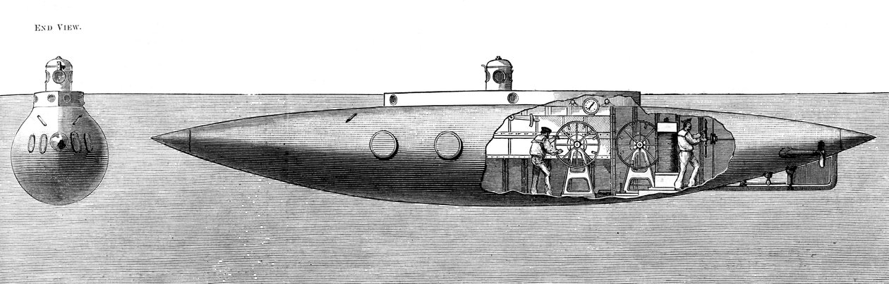 Deplasman Batan ve Yükselen Denizaltı Teknesi Nautilus, 1887 by Unbekannt