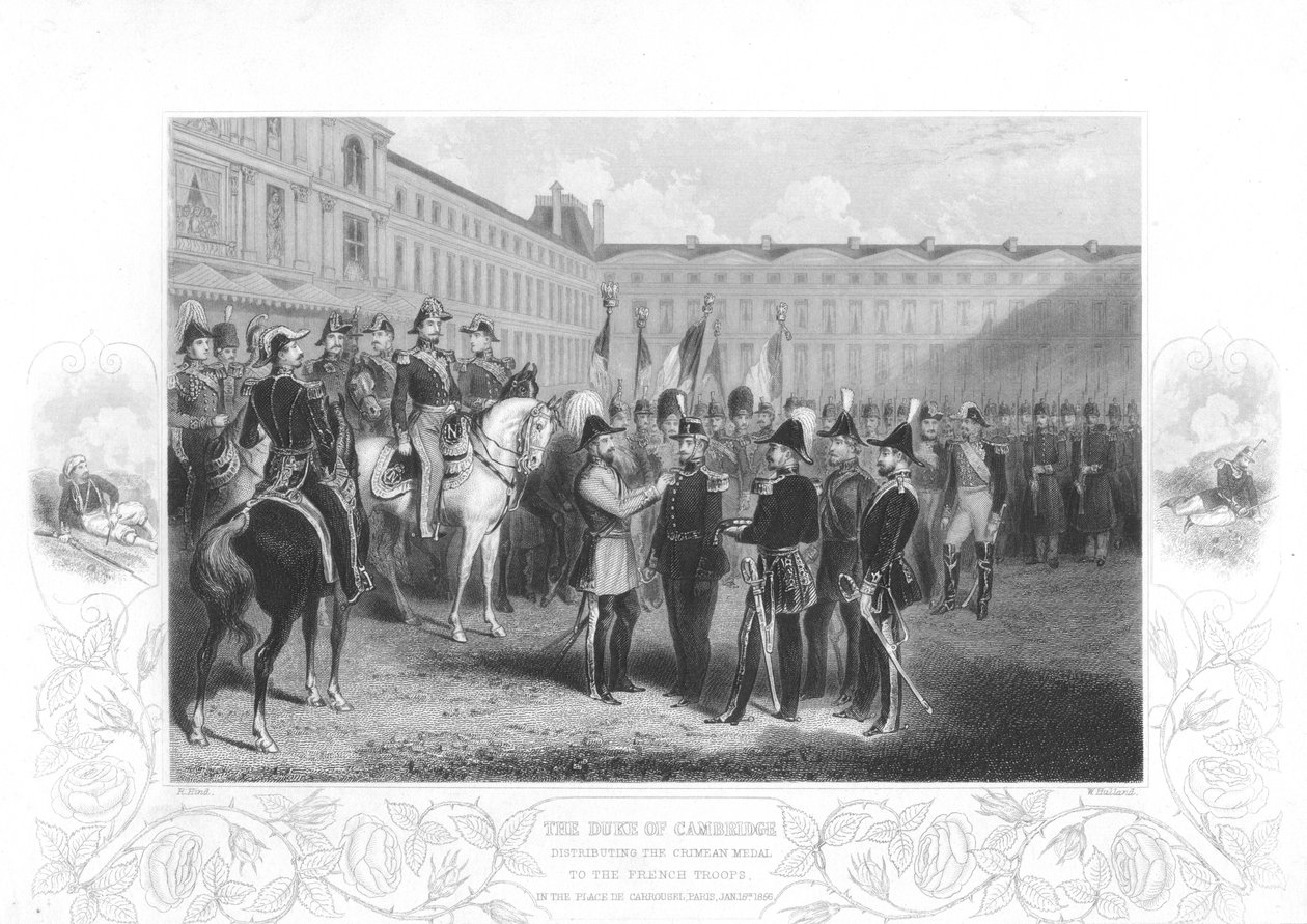 Cambridge Dükü, Kırım Madalyasını Fransız askerlerine sunarken, 1856 by Unbekannt