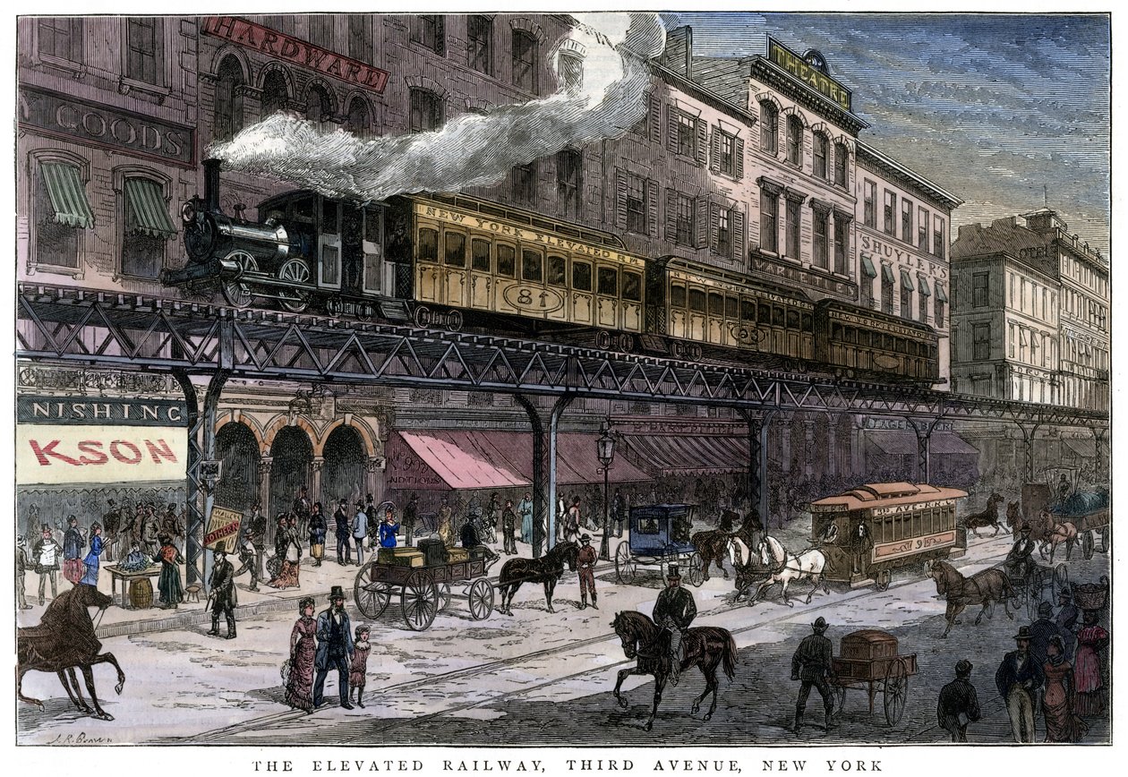 Yükseltilmiş Demiryolu, Üçüncü Cadde, New York, 1879 by Unbekannt