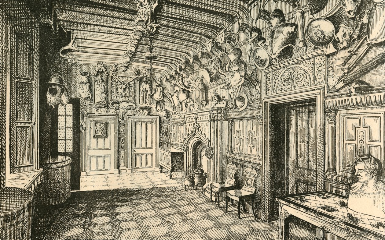 Giriş Salonu. -Duvar Boyunca Eski Zırhın Birçok Takım Elbisesi var., 1882. by Unbekannt
