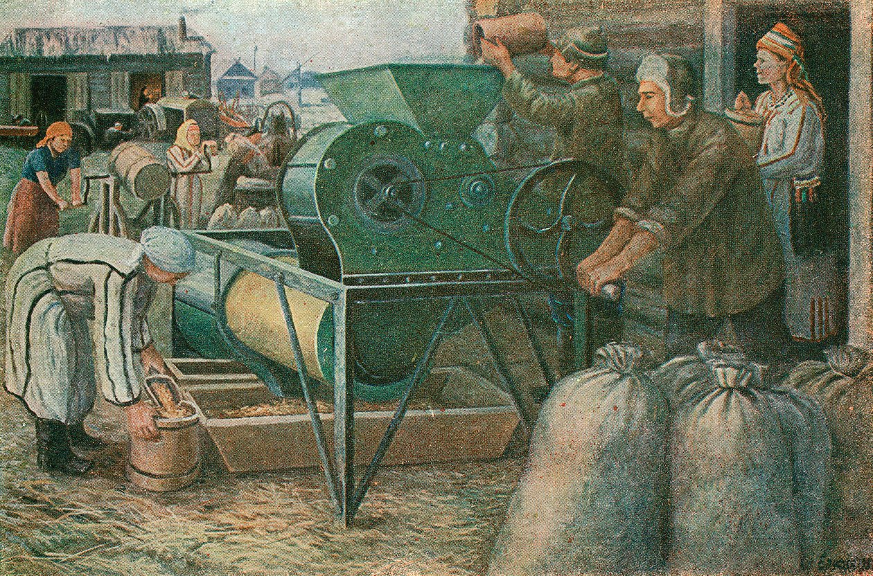 Hasat Mücadelesi: Mordva kollektif çiftliğinde tohumların ayıklanması, 1933 by Unbekannt