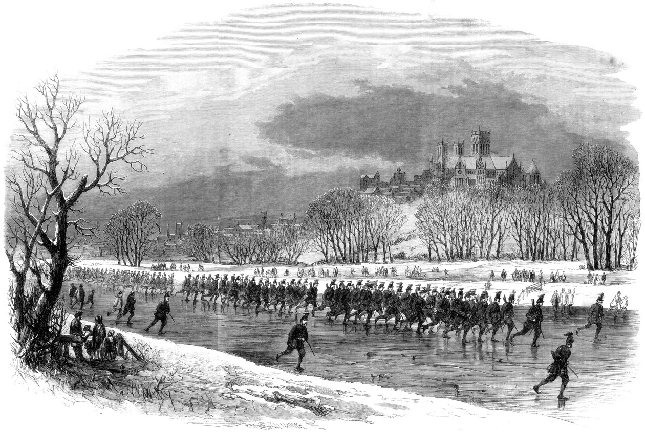 İlk Lincolnshire Tüfek Gönüllüleri, Witham nehrinde patenle yürüyüşe çıkıyor, 1861 by Unbekannt