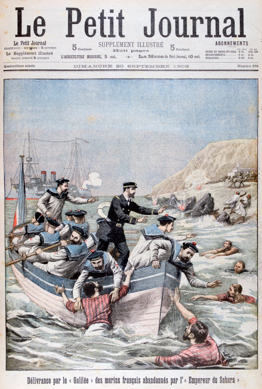Fransız Linois Sınıfı kruvazörü Galilee Fransız denizcileri kurtarıyor, 1903 by Unbekannt