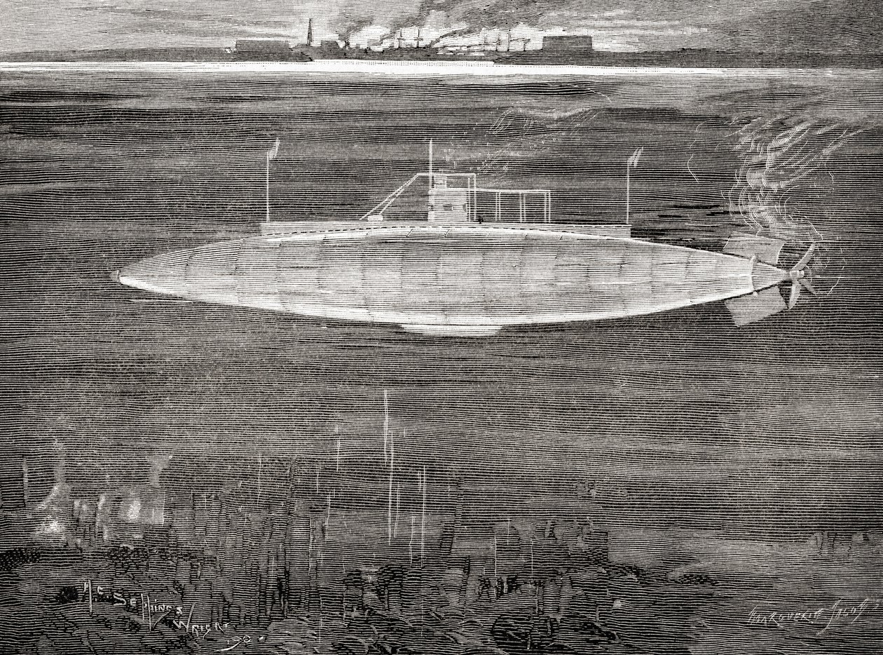 1900 yılında denize indirilen Fransız Donanması denizaltısı Gustave Zédé. by Unbekannt