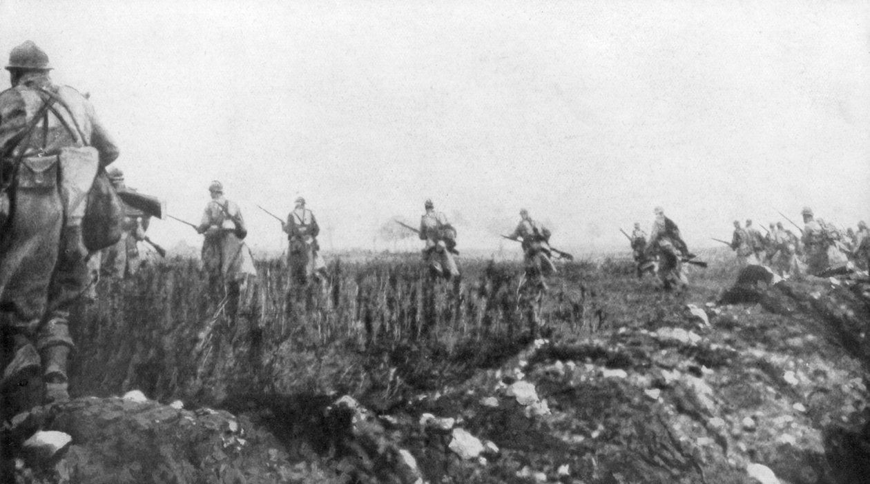 Fransızlar taarruzlarını başlattılar, 2. Şampanya Savaşı, Fransa, 25 Eylül 1915 by Unbekannt