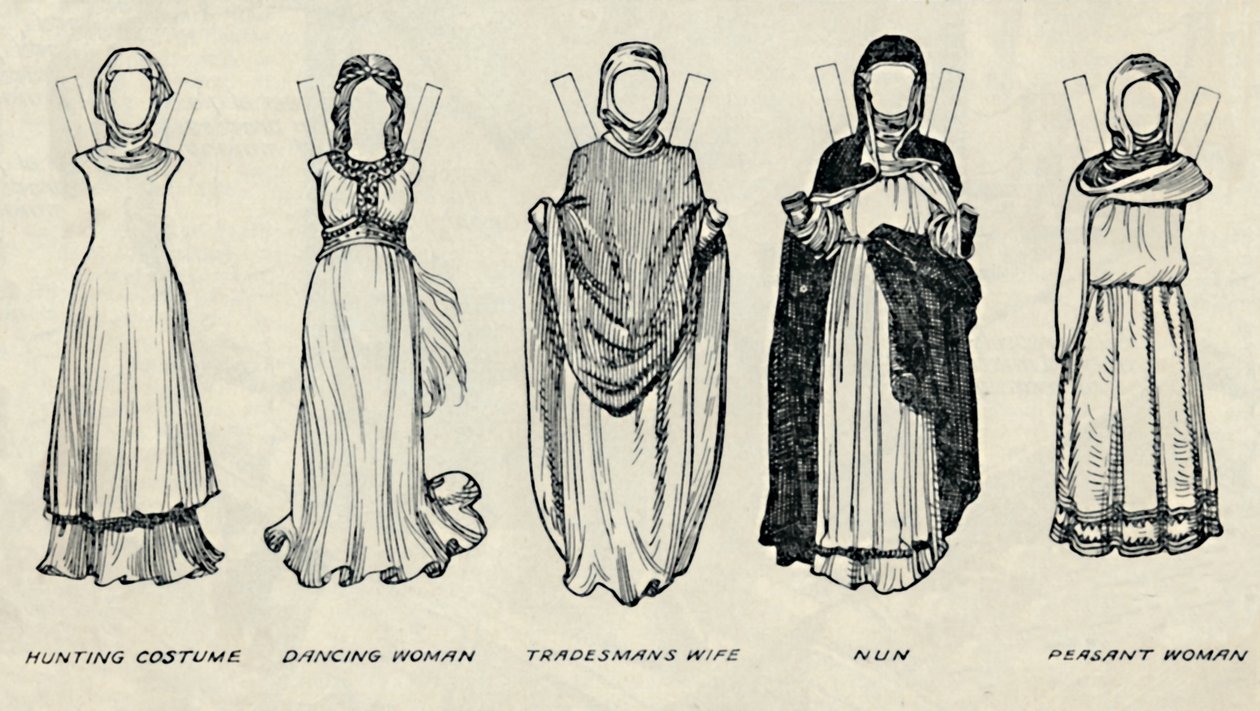 İngiliz Kostümü Galerisi: Erken Plantagenet Zamanlarında Elbise Türleri, c1934 by Unbekannt