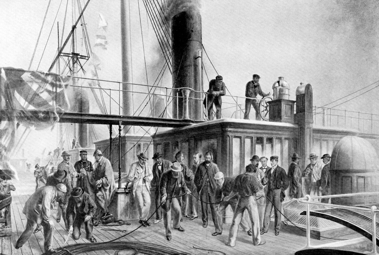 Büyük Doğu, kayıp Atlantik kablosunu geri alıyor, 1866, c1920 by Unbekannt