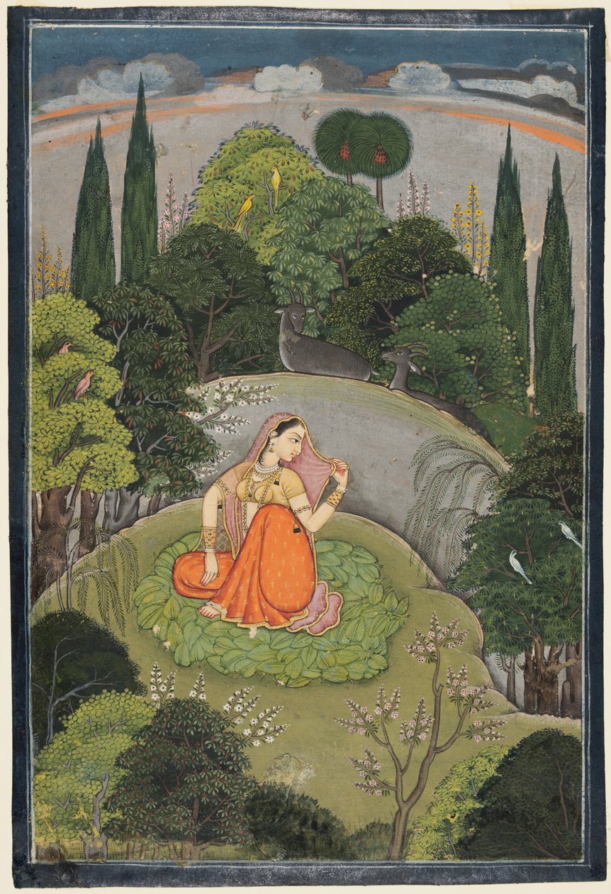 Kaybolmuş Sevgilisini Merakla Bekleyen Kahraman Utka Nayika, c. 1760-1765. by Unbekannt