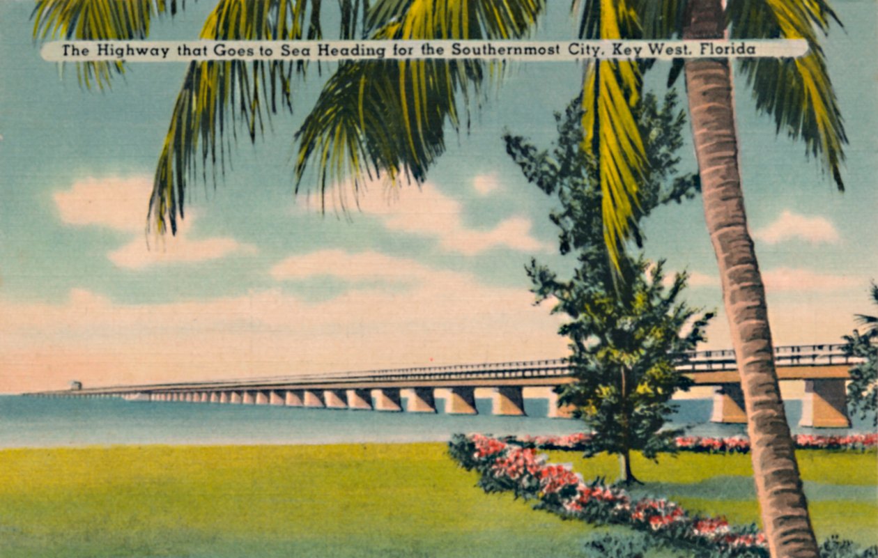 Denize Giden Otoyol En Güneydeki Şehir, Key West, Florida, 1940