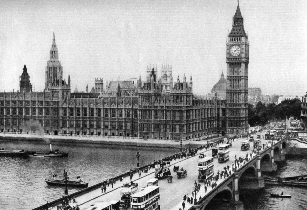 Parlamento Binaları ve Westminster Bridge, Londra, 1926-1927 by Unbekannt