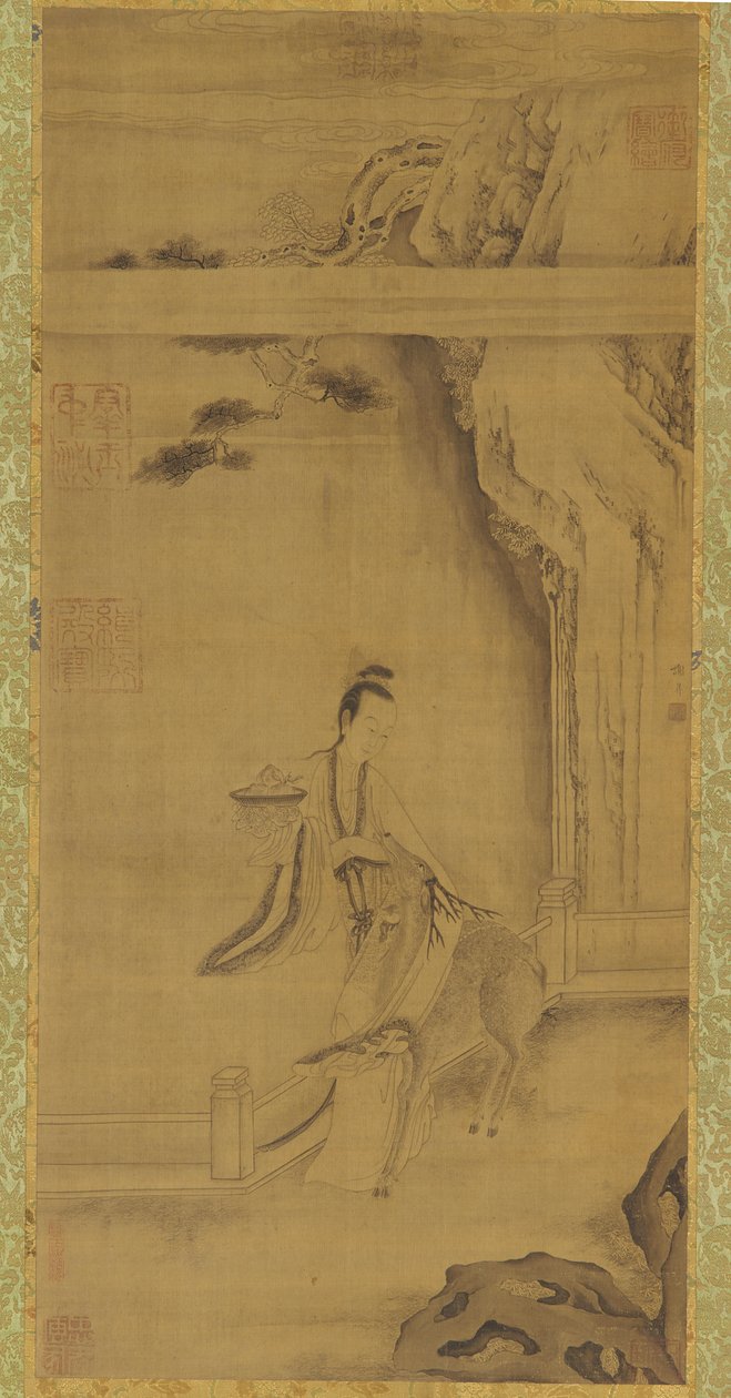 Bir Geyik ile Ölümsüz Ma Gu, Qing hanedanı, 18. yüzyıl. by Unbekannt