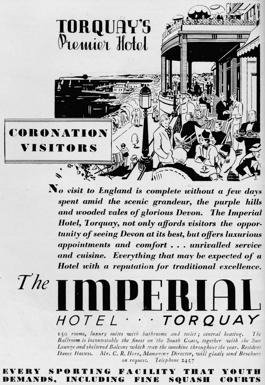 Imperial Otel, Torquay, 1937 by Unbekannt