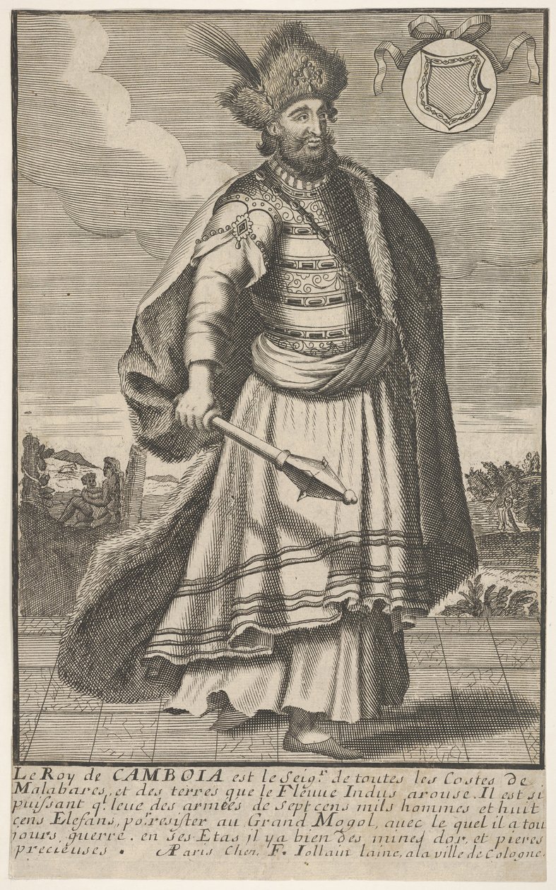 Sağ elinde bir asa ile ayakta duran Kamboçya Kralı, M.Ö. 1670-1700. by Unbekannt