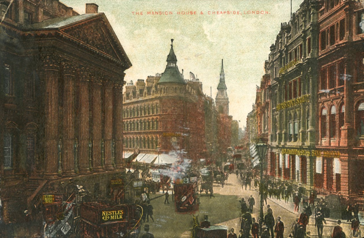 Mansion House & Cheapside, Londra, 19. yüzyılın sonu - 20. yüzyılın başı. by Unbekannt