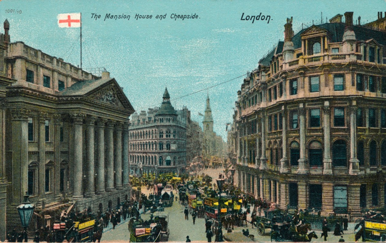 Mansion House ve Cheapside, Londra, c1910 by Unbekannt