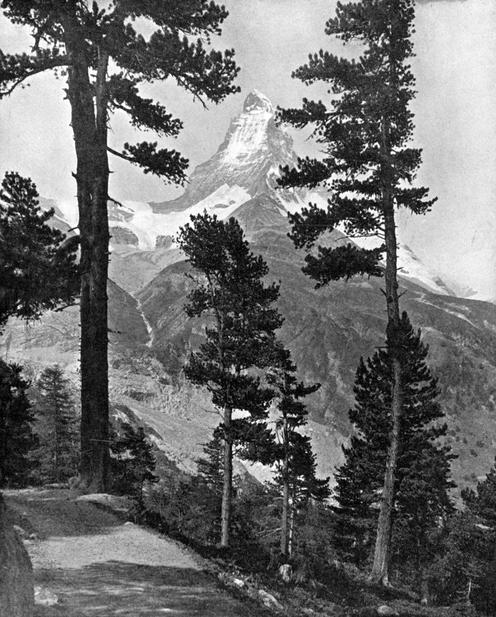 Matterhorn Riffel yolundan görüldüğü gibi, Alpler, 20. yüzyıl by Unbekannt
