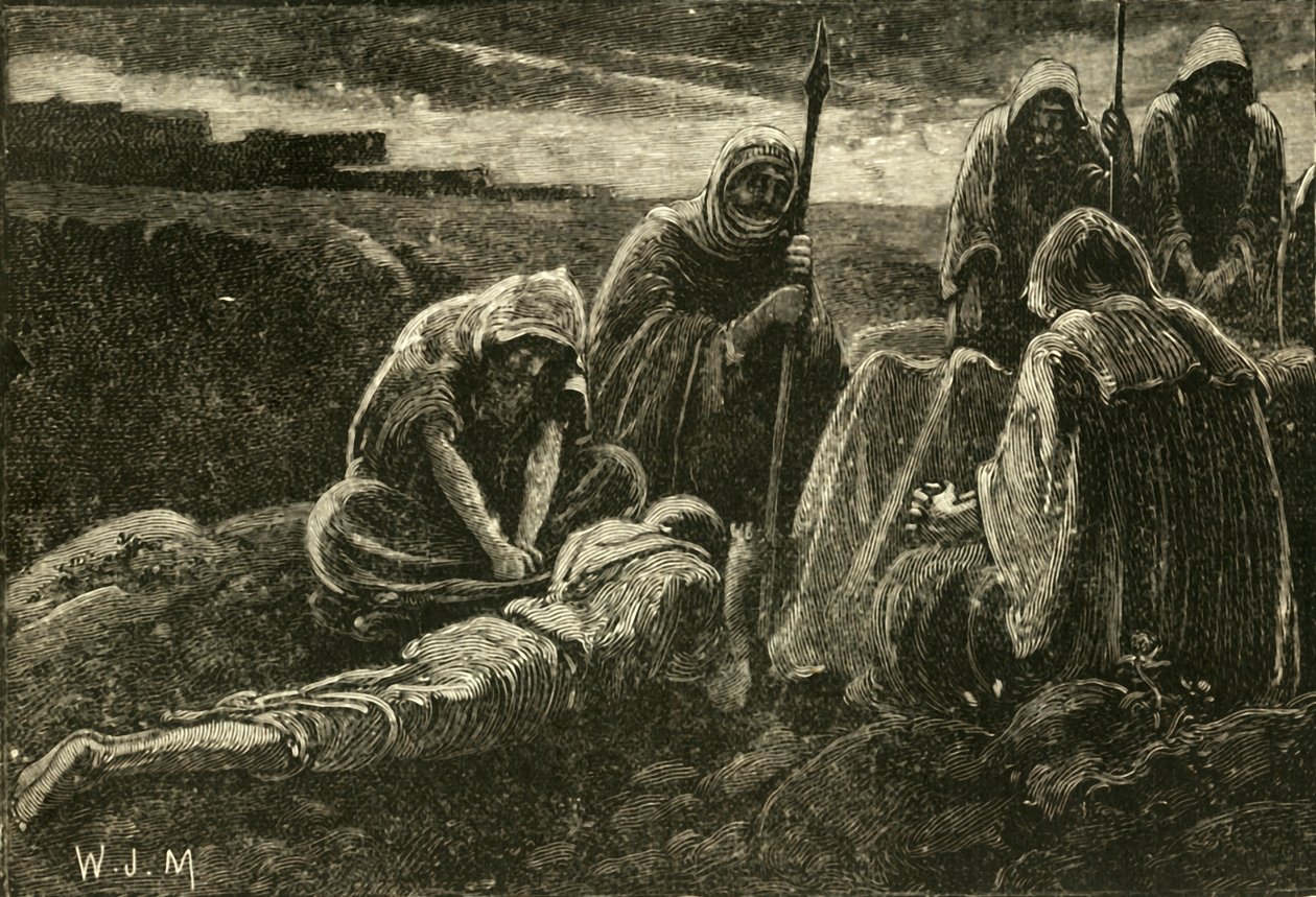 Jabesh'in Adamları, Saul ve Jonathan'ın Mezarı Üzerine Yas Tutuyor, 1890. by Unbekannt