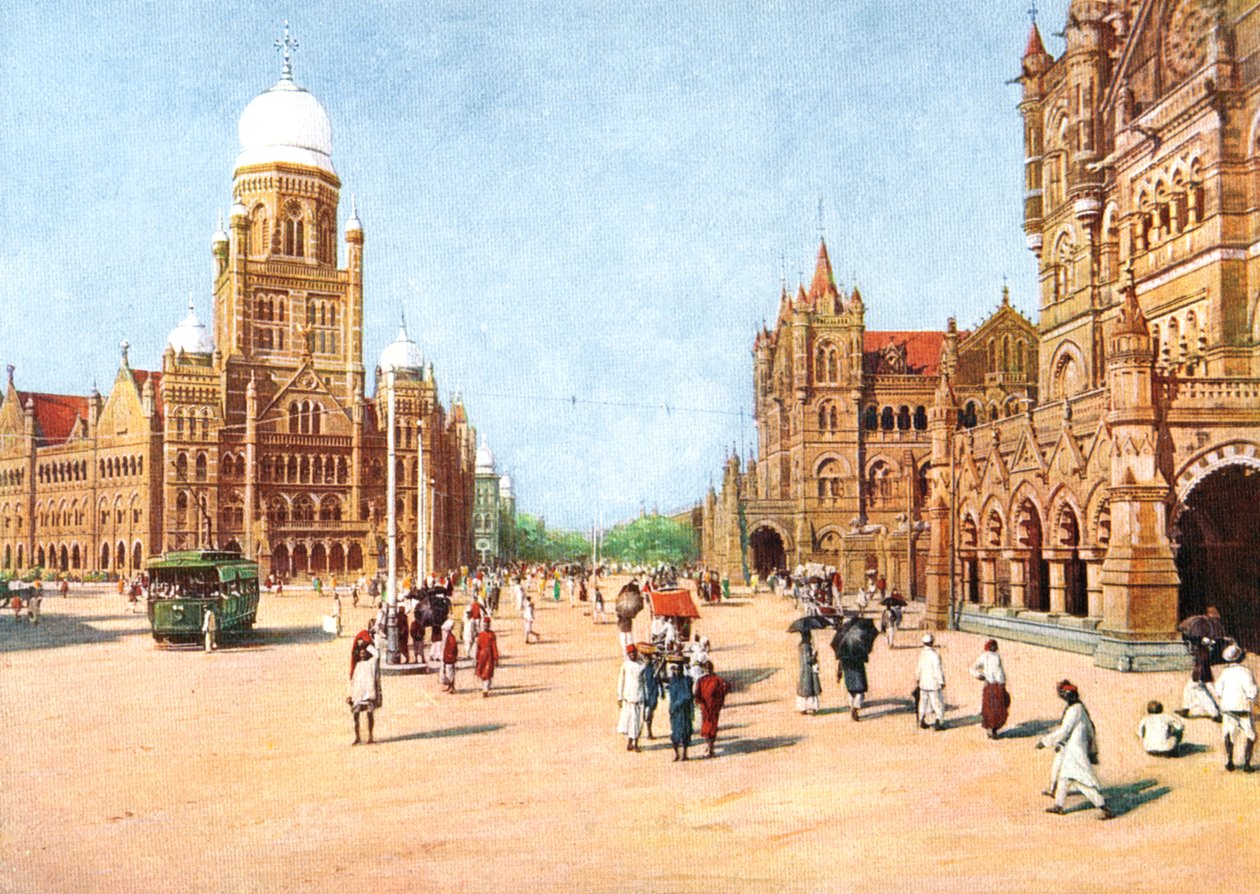 Belediye Ofisleri ve Victoria Terminus, Bombay, Hindistan, 20. yüzyılın başları by Unbekannt