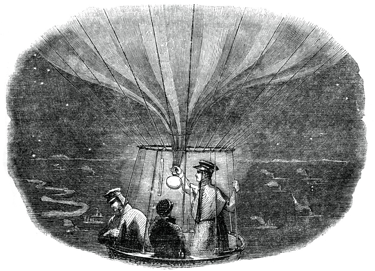 1836, 1886 geceleri Liege üzerinden geçen Nassau balonu by Unbekannt