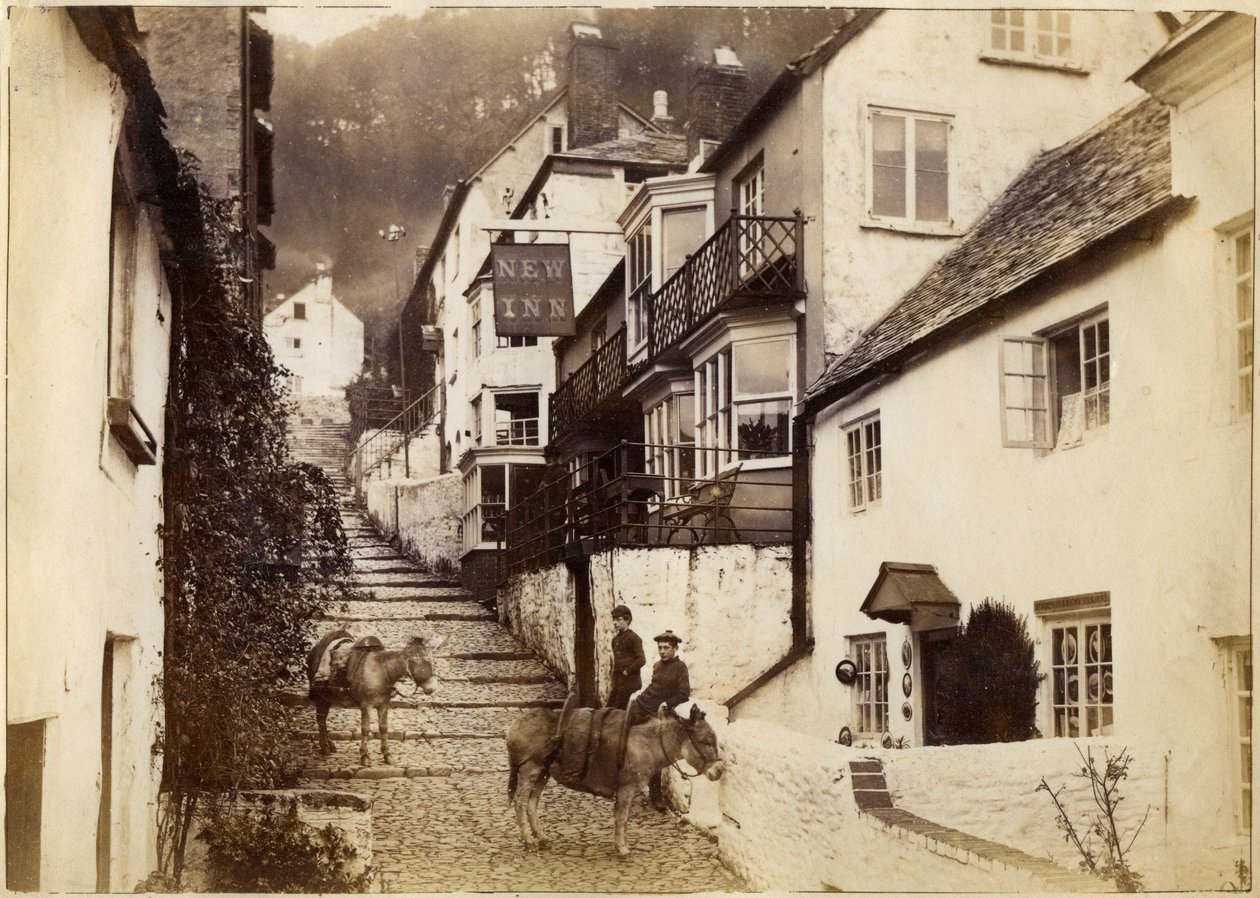 New Inn ve sokak, Clovelly, Devon, 19. yüzyılın sonları veya 20. yüzyılın başlarında by Unbekannt