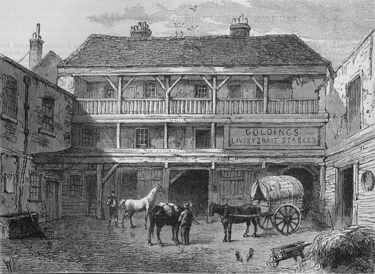 Old Black Bull Inn, Grays Inn Lane, Londra, c1800 1878 by Unbekannt