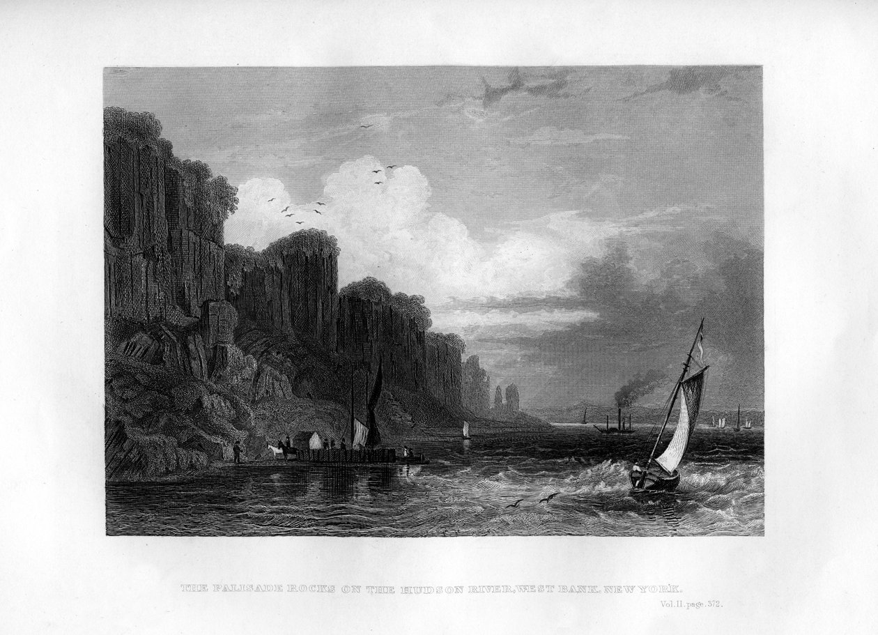 Hudson Nehri üzerindeki Palisade Kayaları, Batı Şeria, New York, 1855 by Unbekannt
