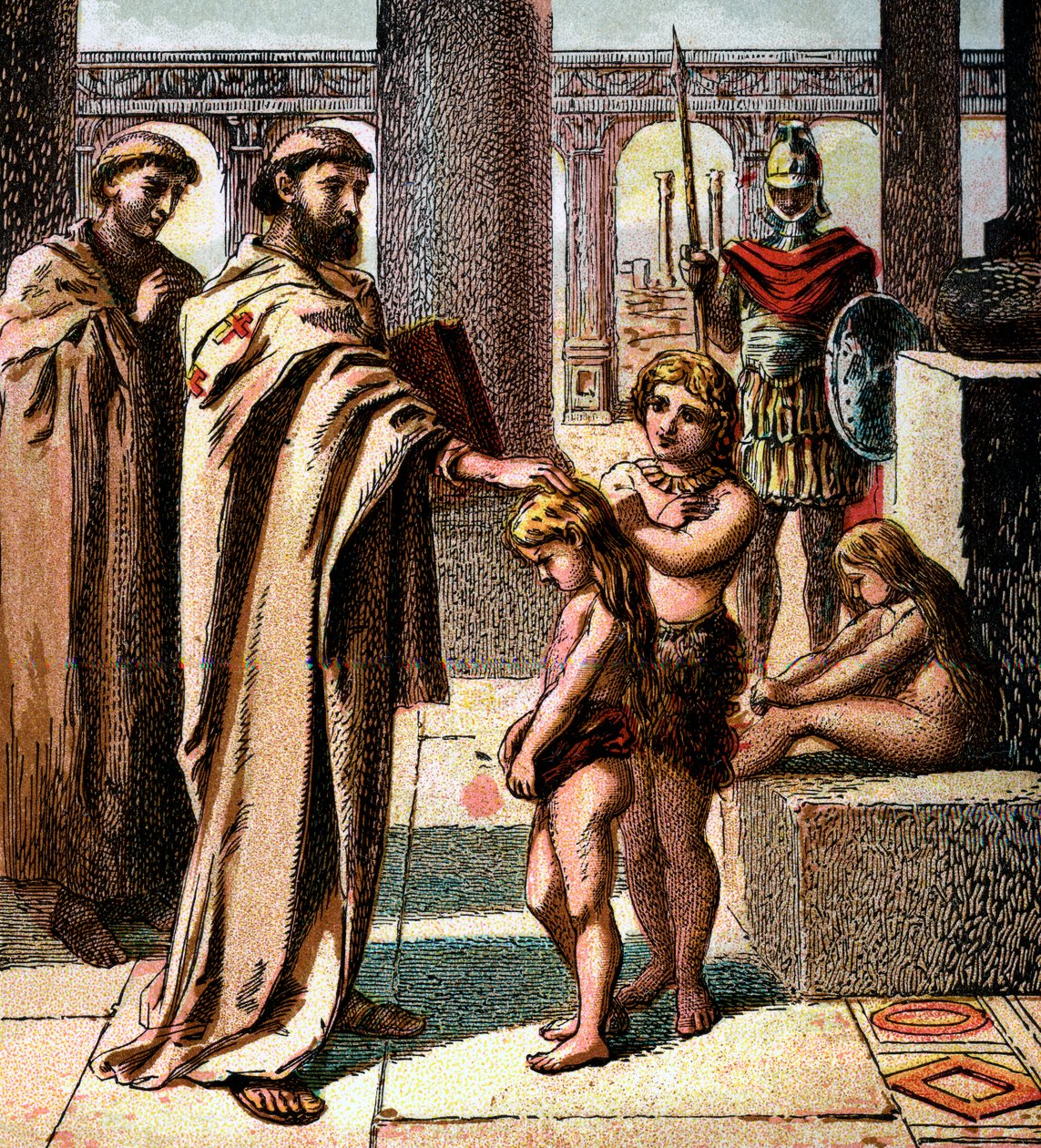 Papa ve Sakson Çocukları, c1850 by Unbekannt