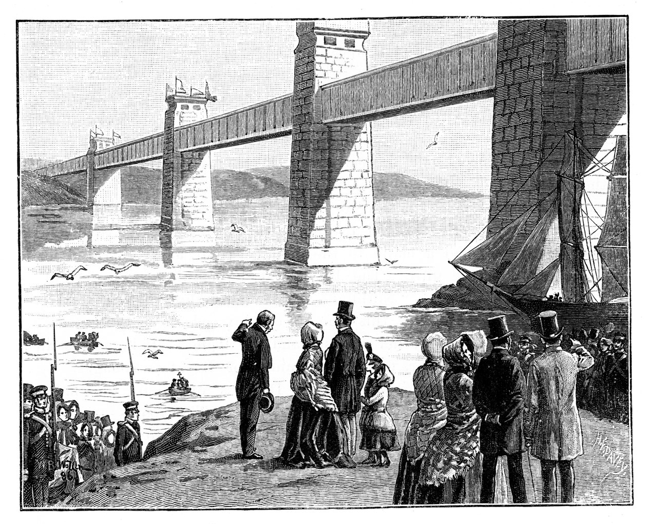 Queens Britannia Tubular Bridge ziyareti, Galler, c1888 by Unbekannt