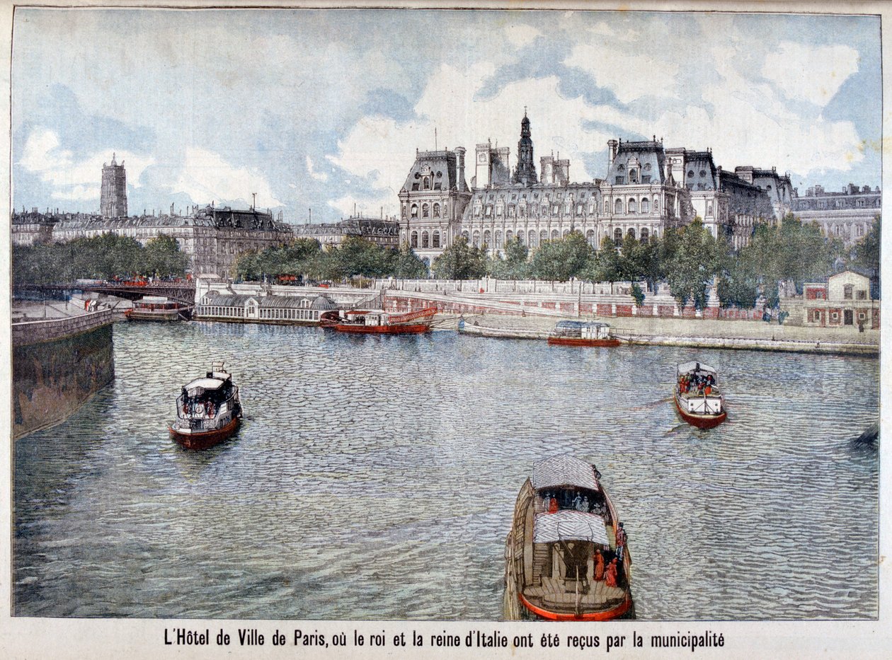 Seine Nehri ve Hotel de Ville, Paris, 1903 by Unbekannt
