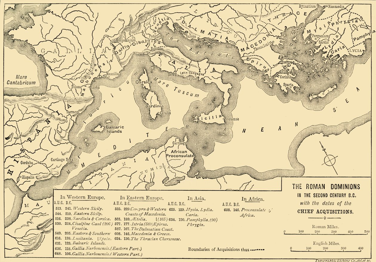 MÖ 2. Yüzyılda Roma Dominyonları 1890, Baş Devralma tarihleriyle. by Unbekannt